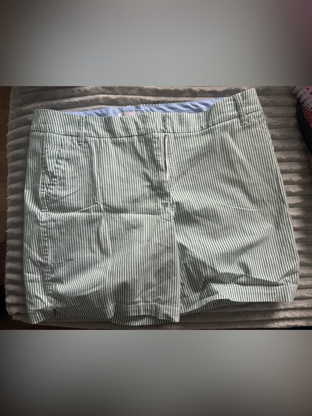 crown & ivy Caroline Green Striped Shorts